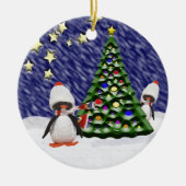Penguin Kerstparadise Keramisch Ornament (Voorkant)