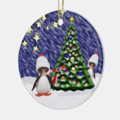 Penguin Kerstparadise Keramisch Ornament (Links)