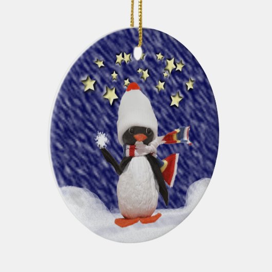 Penguin Kerstparadise Keramisch Ornament (Rechts)