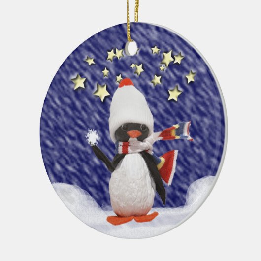Penguin Kerstparadise Keramisch Ornament (Links)