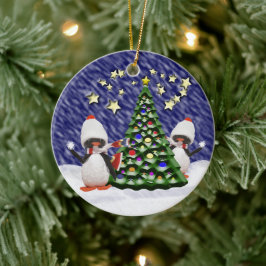 Penguin Kerstparadise Keramisch Ornament