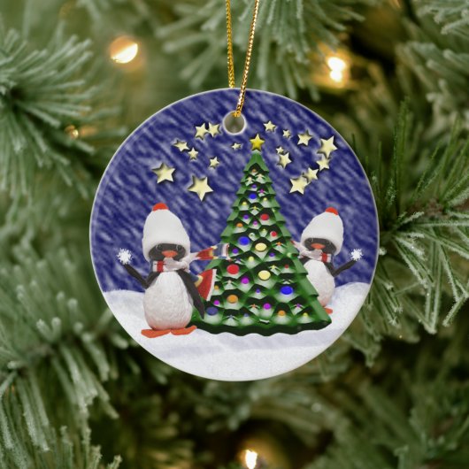 Penguin Kerstparadise Keramisch Ornament (Boom)