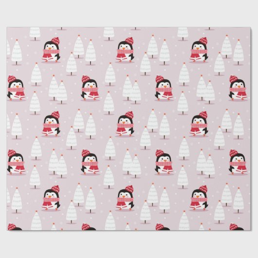 Penguin-kerstpatroon Cadeaupapier (Vlak)
