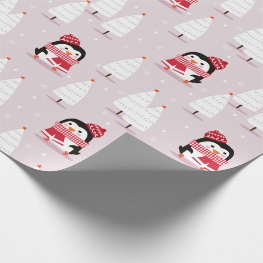 Penguin-kerstpatroon Cadeaupapier (Hoek)