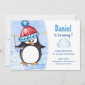 Penguin Kids Birthday Party Invitation Kaart (Voorkant)