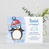 Penguin Kids Birthday Party Invitation Kaart (Staand voorkant)