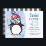 Penguin Kids Birthday Party Invitation Kaart<br><div class="desc">Deze charmante waterverf pinguïn-uitnodiging is perfect voor een winterwonderland,  een noordpooldier of een feestdag. Dit echt unisex ontwerp is schattig voor zowel meisjes als jongens. Als bonus,  kan de zwarte en witte buffelcontrole het steunen worden gedrukt zoals is of met om het even welke 5x7 landschapsfoto wordt vervangen.</div>