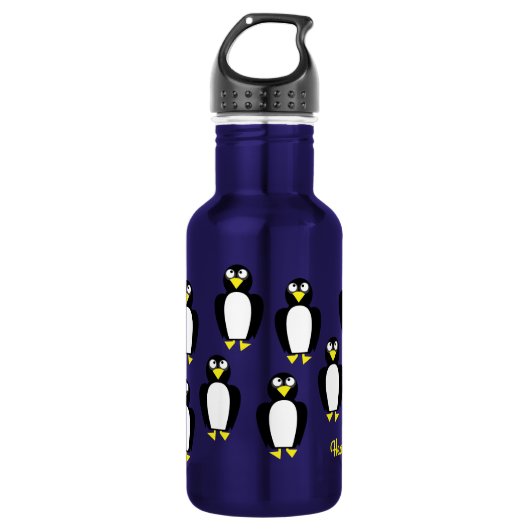 Penguin Kinder waterfles met naam (Voorkant)