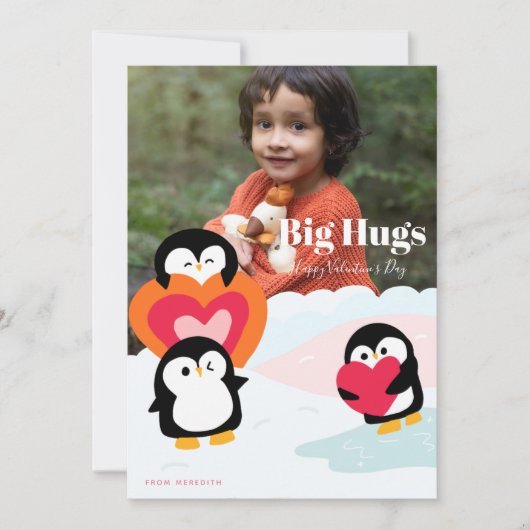 Penguin Knuffels Kinderen Foto Wenskaart Feestdagenkaart (Voorkant)