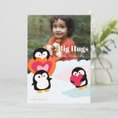 Penguin Knuffels Kinderen Foto Wenskaart Feestdagenkaart (Staand voorkant)