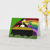 Penguin, Leprechaun, Gold en Rainbow Kaart (Gele Bloem)