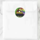 Penguin, Leprechaun, Gold en Rainbow Ronde Sticker (Tas)