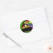 Penguin, Leprechaun, Gold en Rainbow Ronde Sticker (Envelop)
