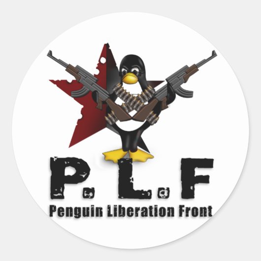 Penguin Liberation Front Ronde Sticker (Voorkant)