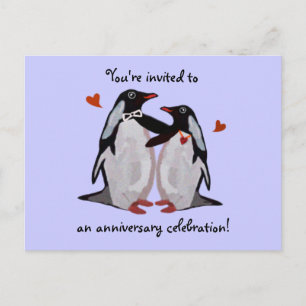 Penguin Liefde 25ste Verjaardag Postkaarten Uitnodiging Briefkaart
