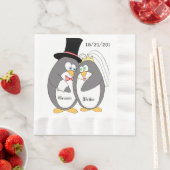 Penguin liefde gepersonaliseerde bruiloft servette servetten (Insitu)