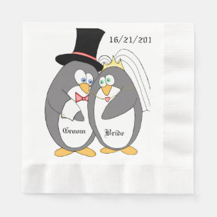 Penguin liefde gepersonaliseerde bruiloft servette servetten