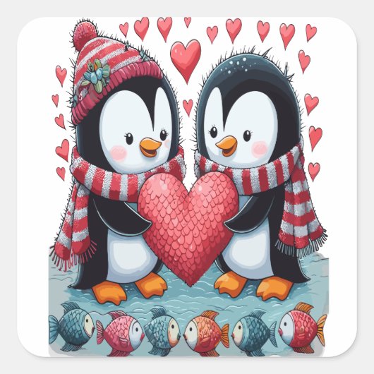 Penguin Liefde Valentijnsdag Sticker (Voorkant)