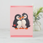 Penguin Liefdesfeest Uitnodiging (Staand voorkant)