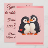 Penguin Liefdesfeest Uitnodiging (Voorkant / Achterkant)