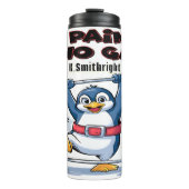 Penguin Lifting Gewichten Geen Pijn Thermosbeker (Voorkant)