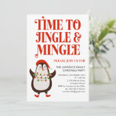 Penguin Lights Jingle Mingle Kerstfeest Kaart (Staand voorkant)