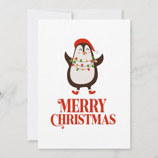 Penguin Lights Jingle Mingle Kerstfeest Kaart (Achterkant)