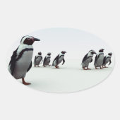 Penguin Line-up Ovale Sticker (Voorkant)