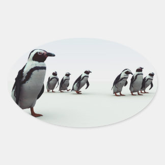 Penguin Line-up Ovale Sticker