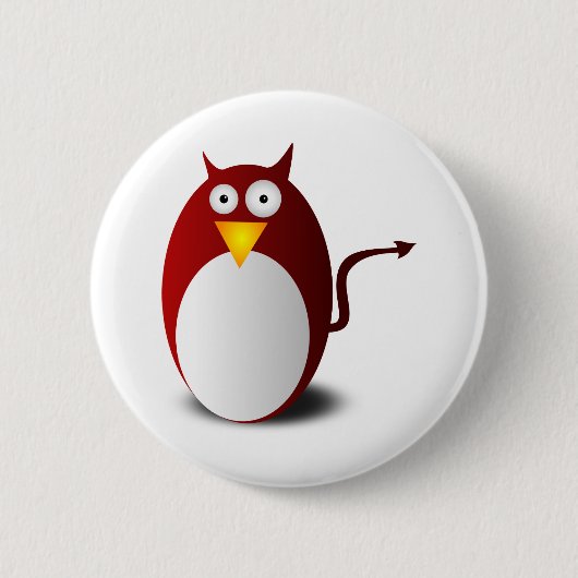 Penguin Linux Tux Ubuntu Devil Evil Demon Ronde Button 5,7 Cm (Voorkant)
