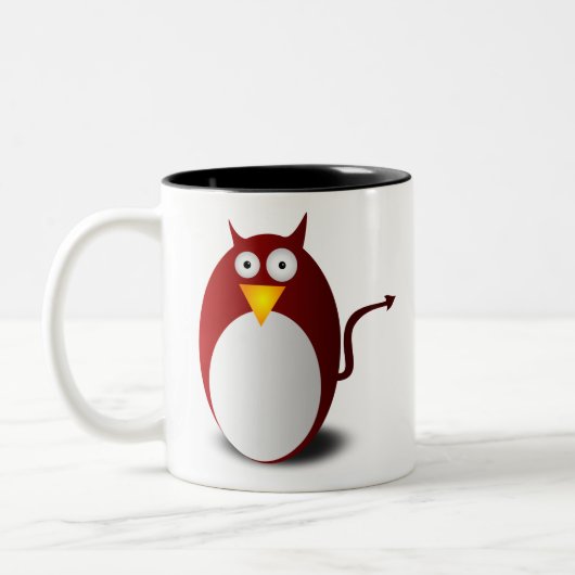 Penguin Linux Tux Ubuntu Devil Evil Demon Tweekleurige Koffiemok (Links)