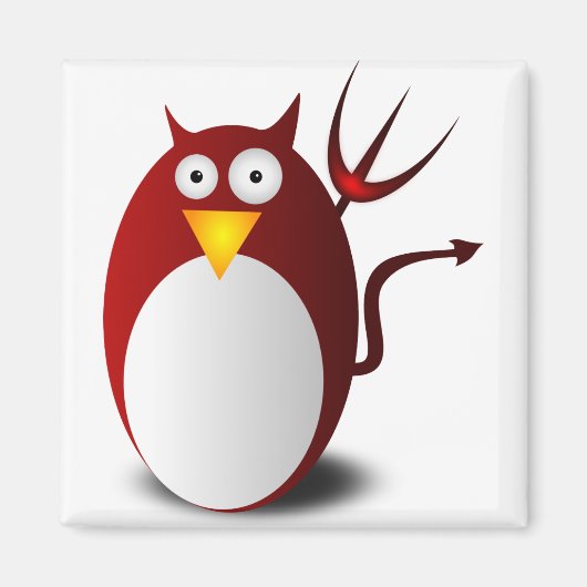 Penguin Linux Tux Ubuntu Devil Trident Lucifer Magneet (Voorkant)
