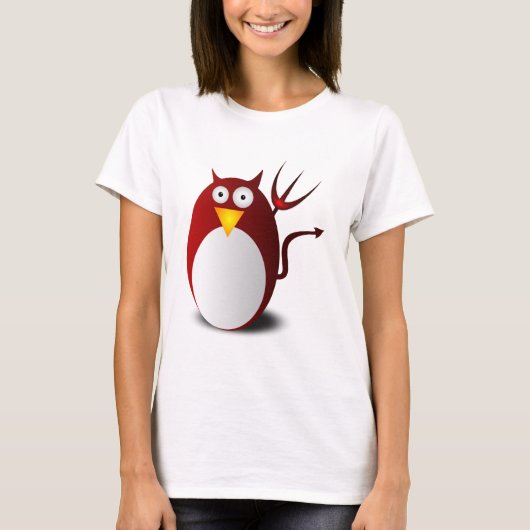Penguin Linux Tux Ubuntu Devil Trident Lucifer T-shirt (Voorkant)