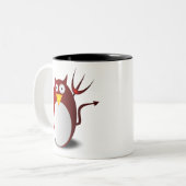 Penguin Linux Tux Ubuntu Devil Trident Lucifer Tweekleurige Koffiemok (Voorkant links)