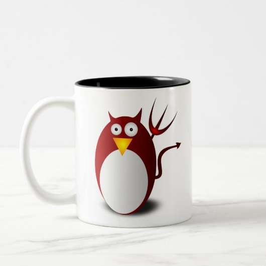 Penguin Linux Tux Ubuntu Devil Trident Lucifer Tweekleurige Koffiemok (Links)