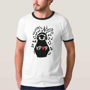 PENGUIN LISTEN NAAR POP MUSIC Mannen Basic Ringer  T-shirt