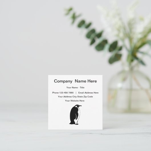 Penguin Logo Unieke Vierkante Visitekaartje (Staand voorkant)