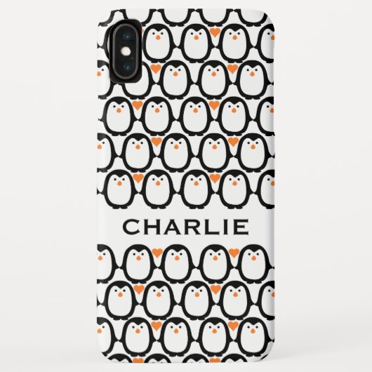 Penguin Love aangepaste monogram telefoondoosjes Case-Mate iPhone Case (Achterkant)