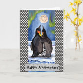 Penguin Love Aurora Jubileum Kaart personaliseren (Gele Bloem)