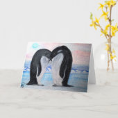 Penguin Love Bird Note Kaart (Gele Bloem)