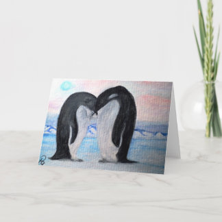 Penguin Love Bird Note Kaart