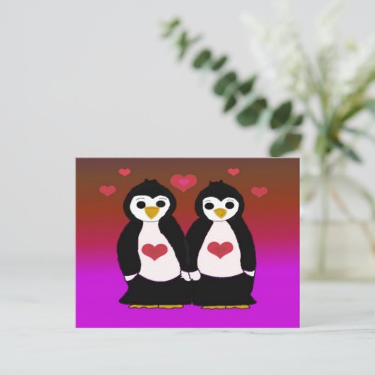 Penguin Love Briefkaart (Staand voorkant)