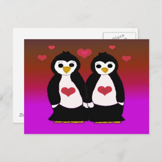 Penguin Love Briefkaart (Voorkant / Achterkant)