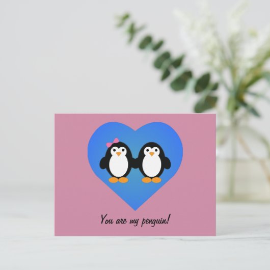 Penguin Love Briefkaart (Staand voorkant)