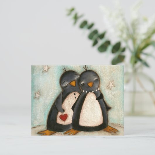 Penguin Love - Briefkaart (Staand voorkant)