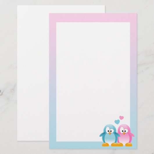 Penguin Love Briefpapier (Voorkant / Achterkant)