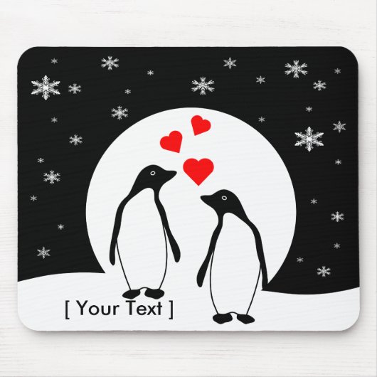 Penguin Love Couple Mousepad Muismat (Voorkant)