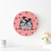 Penguin Love Custom Couple's Name Clock Grote Klok (Huis)