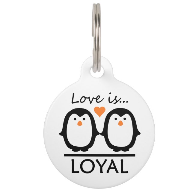 Penguin Love custom pet label Huisdierpenning (Voorkant)