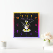 Penguin Love Gold Clock Vierkante Klok (Huis)
